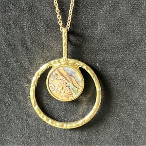 Toni 17mm Genuine Mother of Pearl 28” adjustable chain Gold Tone Necklace